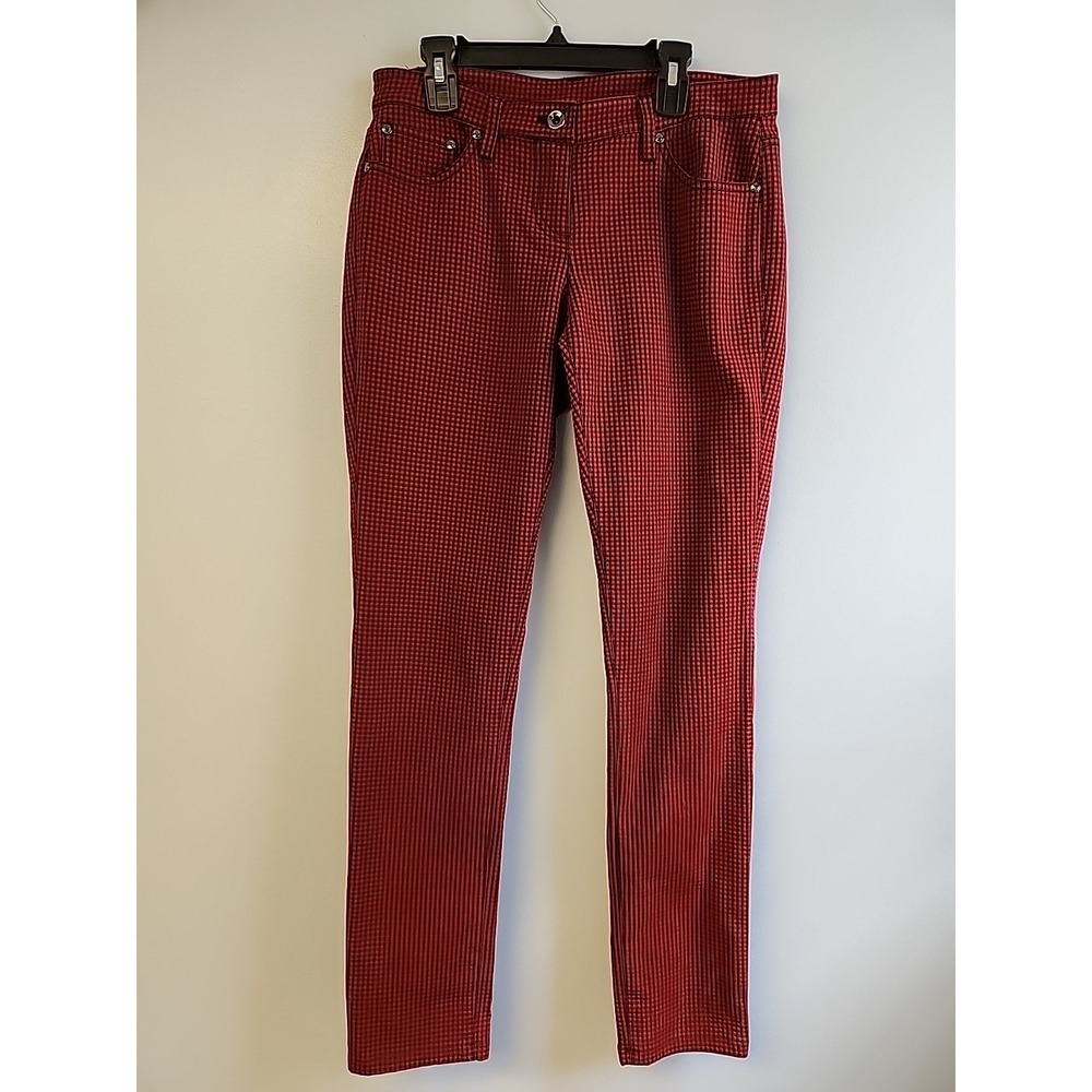 W By Worth Red Black‎ Pants Womens 2  Fit Med Lightweight Cotton Blend 30x29